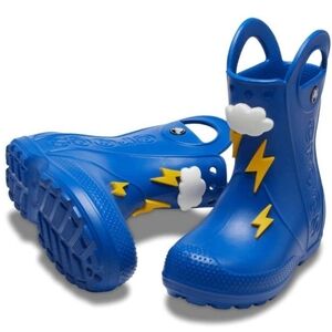 CROCS Kids Lightning Bolt Rain Boots Youth J1 EUC